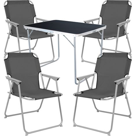 5-tlg Campingsessel Grau + Campingtisch-MMC330870B+4xMPO2600-Grau (1/4)