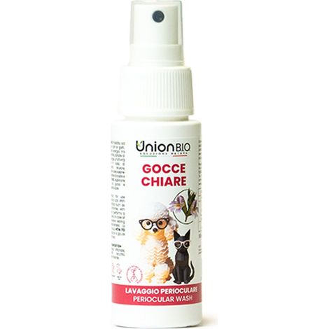 GOCCE CHIARE detergente per occhi utile per eliminare il problema dell’eccessiva lacrimazione e secrezione oculare di cani e gatti 50 ml