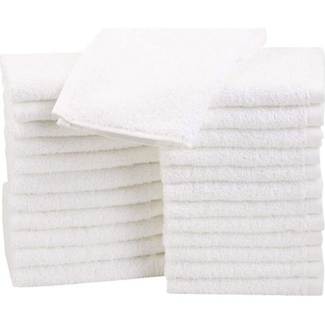 Lot De 24 Petites Serviettes En Coton 30 X 30 Cm Blanc (1/5)