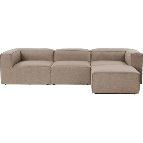 Sofá modular componible de 4 plazas con reposapiés en lino Fora - Beige (1/5)