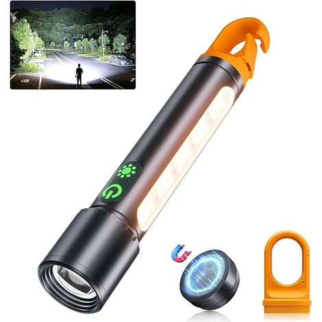 Lampe torche magnétique rechargeable, 5000 mAh, haute luminosité, 9 modes d'éclairage, étanche, réglable, puissante. (1/5)