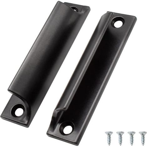 2 Pièces Poignée de Porte Coulissante, WOVTE Aluminium Poignée Meuble, Poignee de Meuble Cuisine Noir, 9CM (1/4)