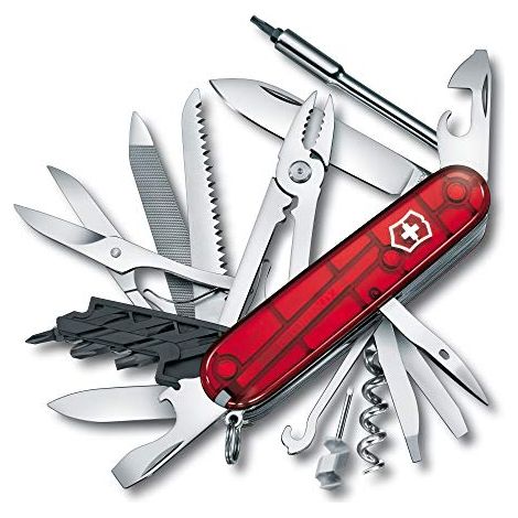 Schweizer Offiziersmesser Victorinox Cybertool L 39 funktioniert mit Feile und Bithalter 187 Gramm transluzent rot 1.7775.T