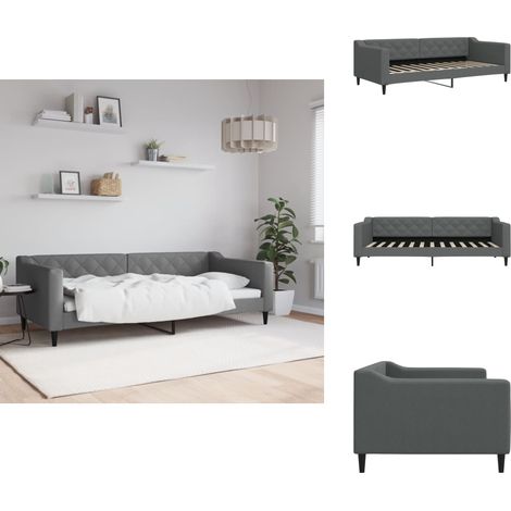Lit de repos sans matelas gris foncé 90x200 cm tissu - Canapé Convertible - Lit Invité - Lit Deux Places - Mobilier Salle Séjour - Meuble Chambre (1/5)