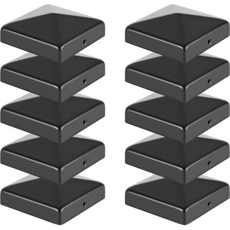 Capuchon de poteau Chapeau pyramide Clôture de protection 91x91mm Noir