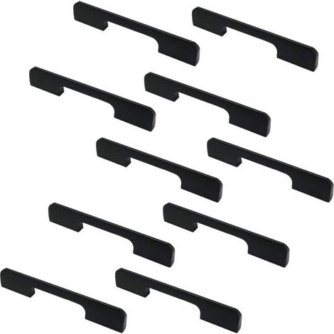 Lot de 10 poignées de porte d'armoire et de tiroir en alliage de zinc Noir mat 140 mm de long..DEBUNS (1/5)