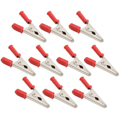 10 pinces crocodiles J.60047, ouverture de 20 mm, en laiton, pinces de test de batterie pour tests électriques, rouges