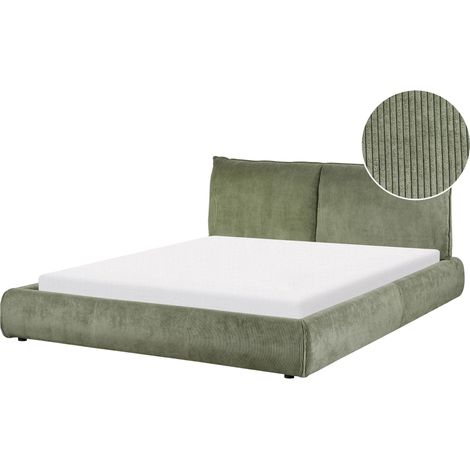 Letto matrimoniale imbottito in velluto a coste verde 160 x 200 cm Vinay