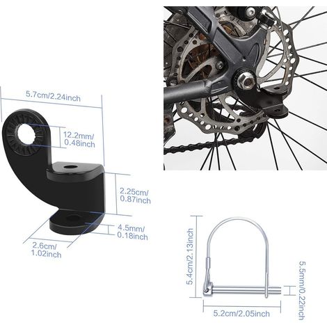 Lot de 2 Attelage de Remorque Vélo, Crochet de Tractage avec Goupille de Verrouillage, Adaptateur Universel pour Remorque Enfant, Remorque Vélo et Caravane (Noir) (1/5)