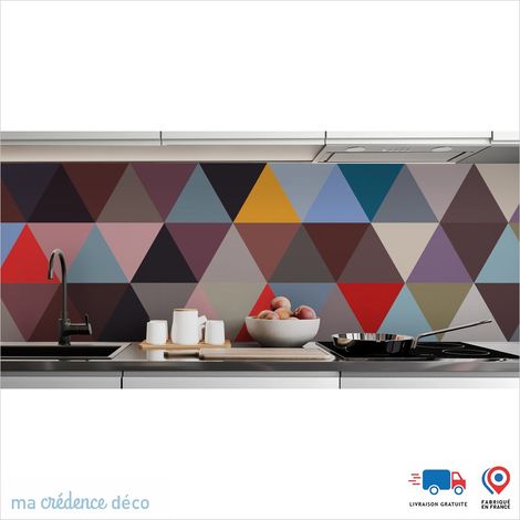Crédence : Jeux et triangles couleurs - Couleur Marron - Alu composite - 60 - 120 (1/3)