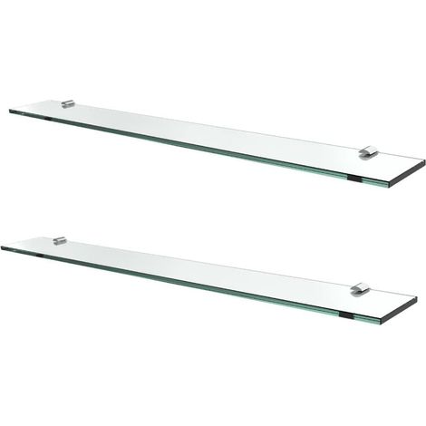 S'AFIELINA Glass Bathroom Shelves, Wall Mounted Bathroom Shelf 8MM Thick Tempered Glass Shelf for Kitchen Living Room and Toilet, 78CM 2 Packs