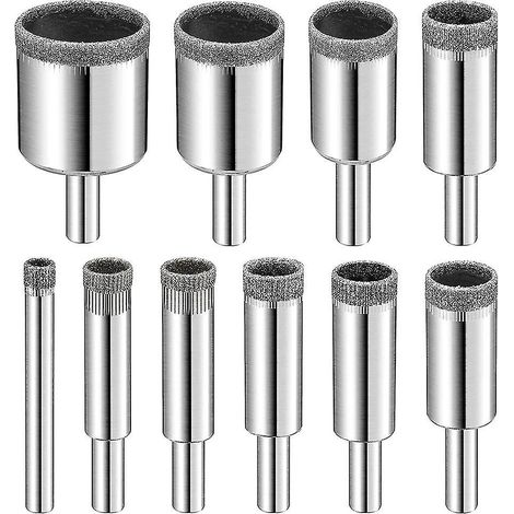 Set mit 10 Diamantbohrern, Glasbohrer für Fliesen, Porzellan, Granit usw.