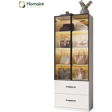Bibliothèque en tissu blanc 60 x 40 x 160 cm HOMAIRE (1/5)