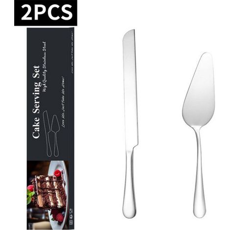 Ensemble de service à gâteau en acier inoxydable - - 2 pièces - Couteau à gâteau 27,9 cm (1/5)