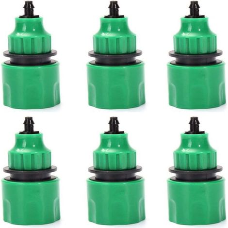 Raccord Rapide Pour Tuyau D Arrosage - Connecteur Unidirectionnel En Plastique Vert - Compatible Diamètres Intérieurs 4 mm Et 8 mm - Lot De 6
