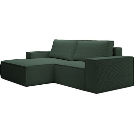 Selsey Farese Mini – Ecksofa mit Cordbezug, Schlaffunktion und Stauraum, Dunkelgrün, links (1/5)