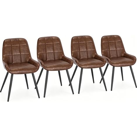 Set de 4 sillas de comedor de polipiel acolchadas con patas metálicas, marrón, 81,5 cm - MODENUIT (1/5)