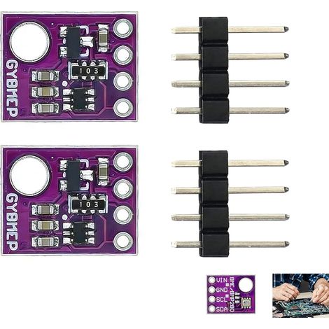 2 Pièces Capteur BMP280, Module Capteur BMP280 I2C/SPI 5V, Capteur Température Humidité Pression, Compatible avec Arduino, Raspberry Pi et ESP32, pour Station Météo, Altimètre (1/5)
