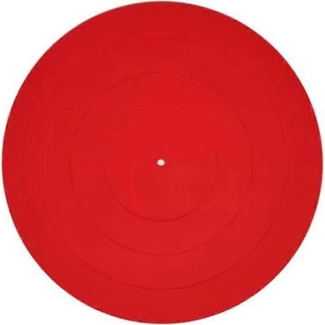 Tapis anti-vibrations en silicone de 30 cm pour platine vinyle, tapis en caoutchouc antidérapant pour une meilleure qualité sonore et une stabilité accrue, rouge (1/5)