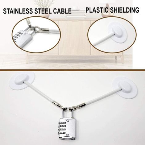 Serrure de sécurité pour réfrigérateur sans cadenas, serrure de sécurité pour congélateur, serrure pour réfrigérateur pour enfants, serrure pour tiroirs (blanc) (1/3)