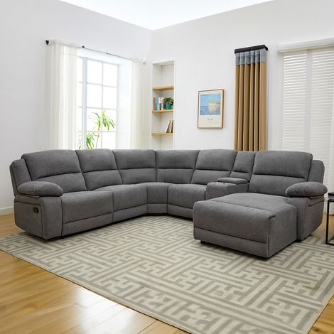 DUBLIN 5 SEATER FABRIC CORNER RECLINER SOFA (1/5)