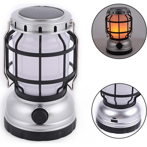 LED-Solarlaterne mit Griff, wiederaufladbare Retro-Campinglampe für Notfälle im Freien, Wandern und Angeln. (1/5)