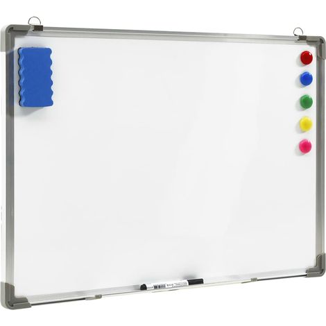 Tableau blanc magnétique effaçable à sec Blanc 70x50 cm Acier