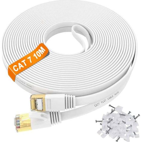 Câble Ethernet Cat7 KAL-10 m,RJ45,blindé S/FTP,plat,10 Gbps 600 MHz,haut débit,résistant intempéries,pour routeur,switch (1/5)