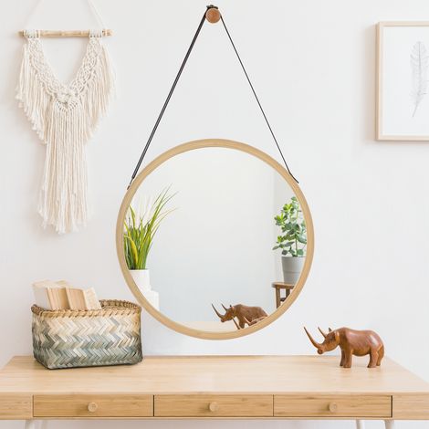 Miroir mural Bykle avec cadre en bambou 35 cm [en.casa] (1/5)