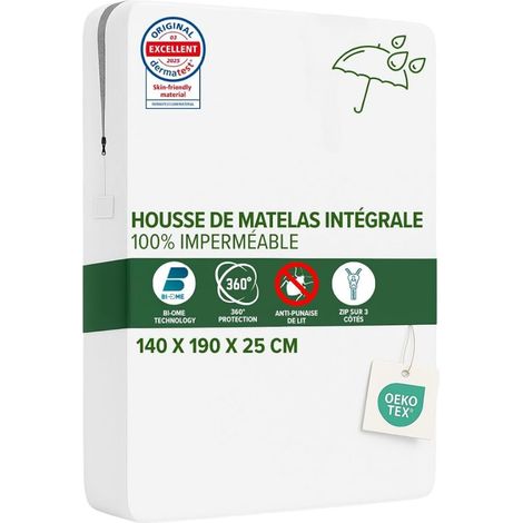 Housse de Matelas 140x190 x25 cm Intégrale Anti-Punaises de Lit (1/2)