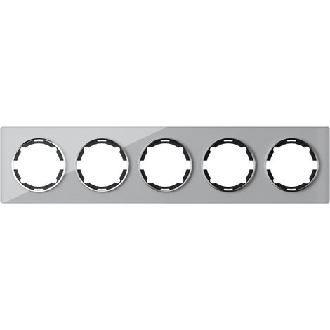 Plaque de finition Garda, en verre, horizontal, 5 postes - gris