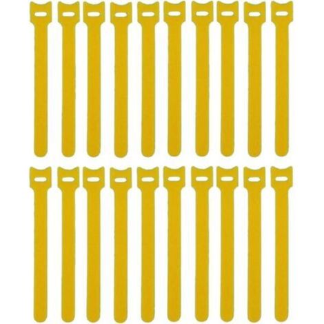 [NEVER USED] Pack of 100 reusable yellow cable ties with hook and loop for cable management and organization