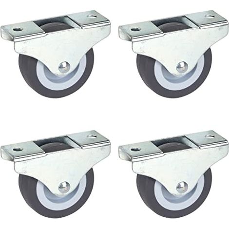 Dörner + Helmer Set di 4 ruote fisse per mobili, 50 mm x 19 mm, portata 165 kg, piccola ruota TPE, fissaggio direzionale (1/3)