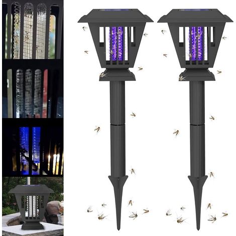 CYRILL –Lot de 2 lampes solaires anti-insectes d'extérieur à LED étanches avec prise de terre (1/5)