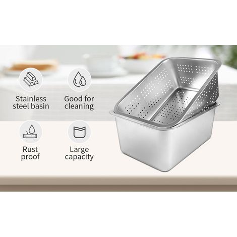 Youyijia 10 Litre Washing Up Bowl, Stainless Steel Dish Tub, for Washing Rice and Draining, Vegetable and Fruit Food Preparation (Washing Up Bowl L) (1/5)