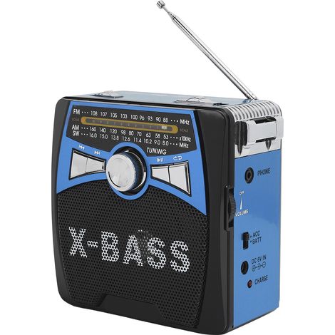 Radio portable FM AM SW USB à bande complète avec antenne télescopique 110240V (bleu US) (1/5)