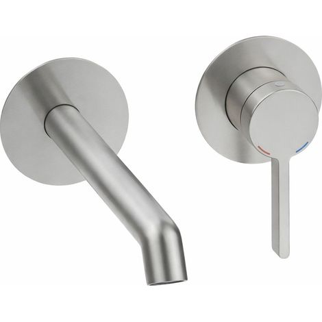 Miscelatore monocomando lavabo a parete colore nickel spazzolato con corpo incasso Pollini Lumea LT70025102F Nichel spazzolato (1/3)