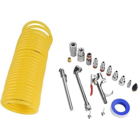 Accessoires de Compresseur d'air, Raccords Tuyaux Ensemble Pistolets Soufflage Pneumatique, 20 Pièces, Kit Outils - (1/4)
