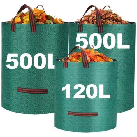 BARKBUSTERS Heavy-Duty Garden Waste Bags with Handles, Large Reusable and Waterproof Garden Bags for Garden Waste, Plant Waste, Grass and Leaves (500 Liters, 120 Liters) (1/4)