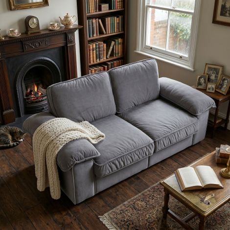 FX-P20EU-GY1 (SOFA 8813-20)Modernes graues Sofa mit verstecktem Stauraum – Bequeme Polsterung & pflegeleichtes Design