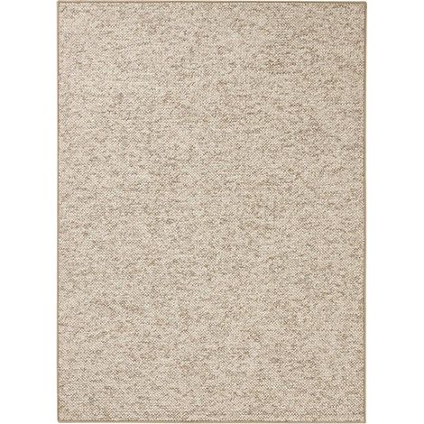 Tapis salon 160 x 240 cm, motif faux uni, beige, écru, tufté main, structure ras et dense pour un aspect épuré, confort et entretien facile