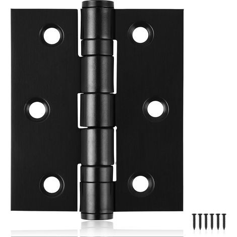 Set mit 6 schwarzen Türscharnieren, robuste 5 cm (2 Zoll) Edelstahlscharniere für Innen- und Außentüren, schwarze Kugellagerscharniere