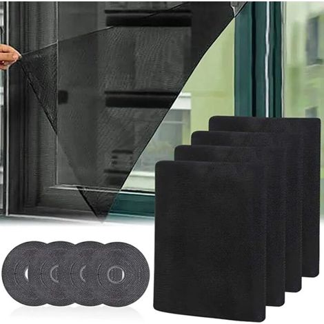 Set mit vier Moskitonetzen für Fenster, 130 x 150 cm, mit Klettverschluss zur einfachen Montage