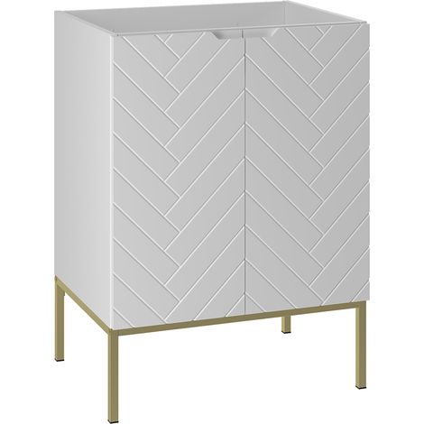 Meuble sous-vasque 60cm 2 portes sur pieds Daria Blanc