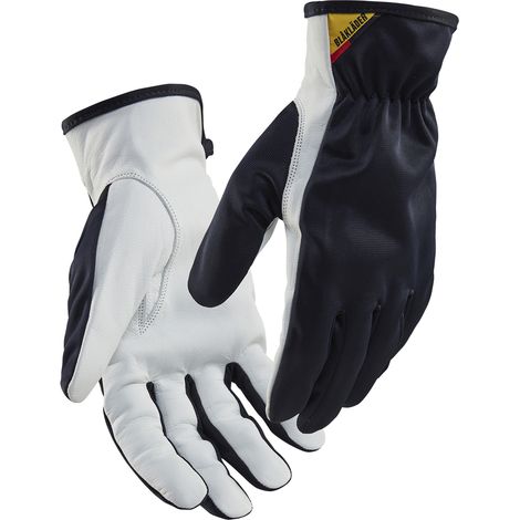 Lot de 12 paires - Gants de travail en cuir - Marine foncé/Blanc 8