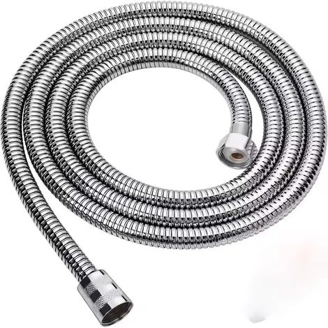 Flexible de douche universel en acier inoxydable (argenté, 1,5 m). (1/5)