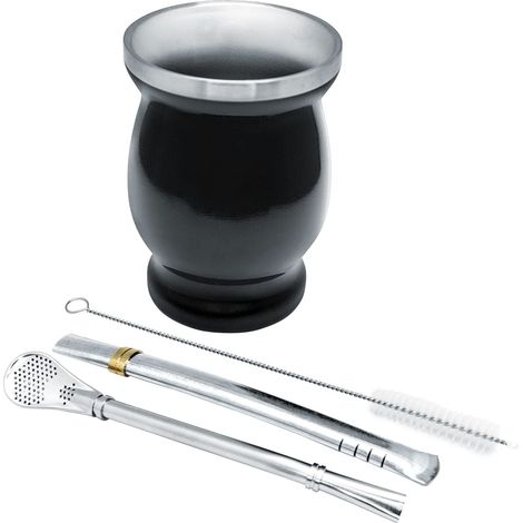 kit maté avec verre double paroi et pailles filtre idéal pour préparer et boire le maté (1/5)