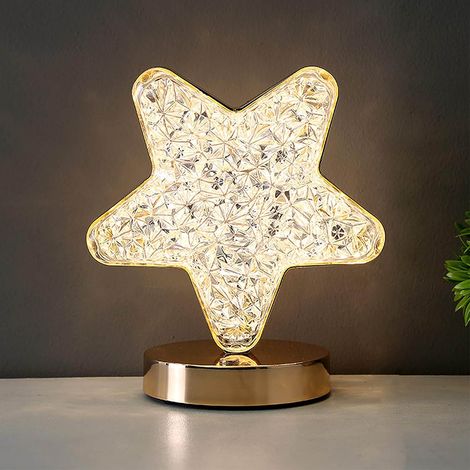 Lampe de chevet sans fil rechargeable « Nuit étoilée », veilleuse à intensité variable en continu avec contact prolongé et 3 modes de couleur, lampe de chevet en cristal pour chambre d'enfant (1/5)