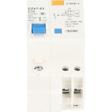 Disjoncteur différentiel miniature 1P+N 10A 230V/400V 30mA pouvoir de coupure 6kA pour habitation (1/5)