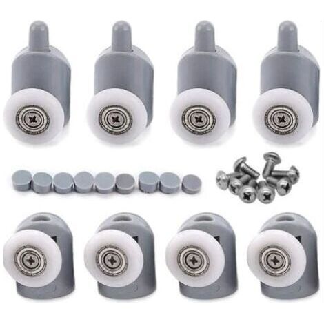 8pcs Porte de Douche Galet Ajustables Dual Rouleau Roulettes Cabine de Douche pour Salle de Bain 25mm 5 Supérieures et 5 Inférieure (1/5)
